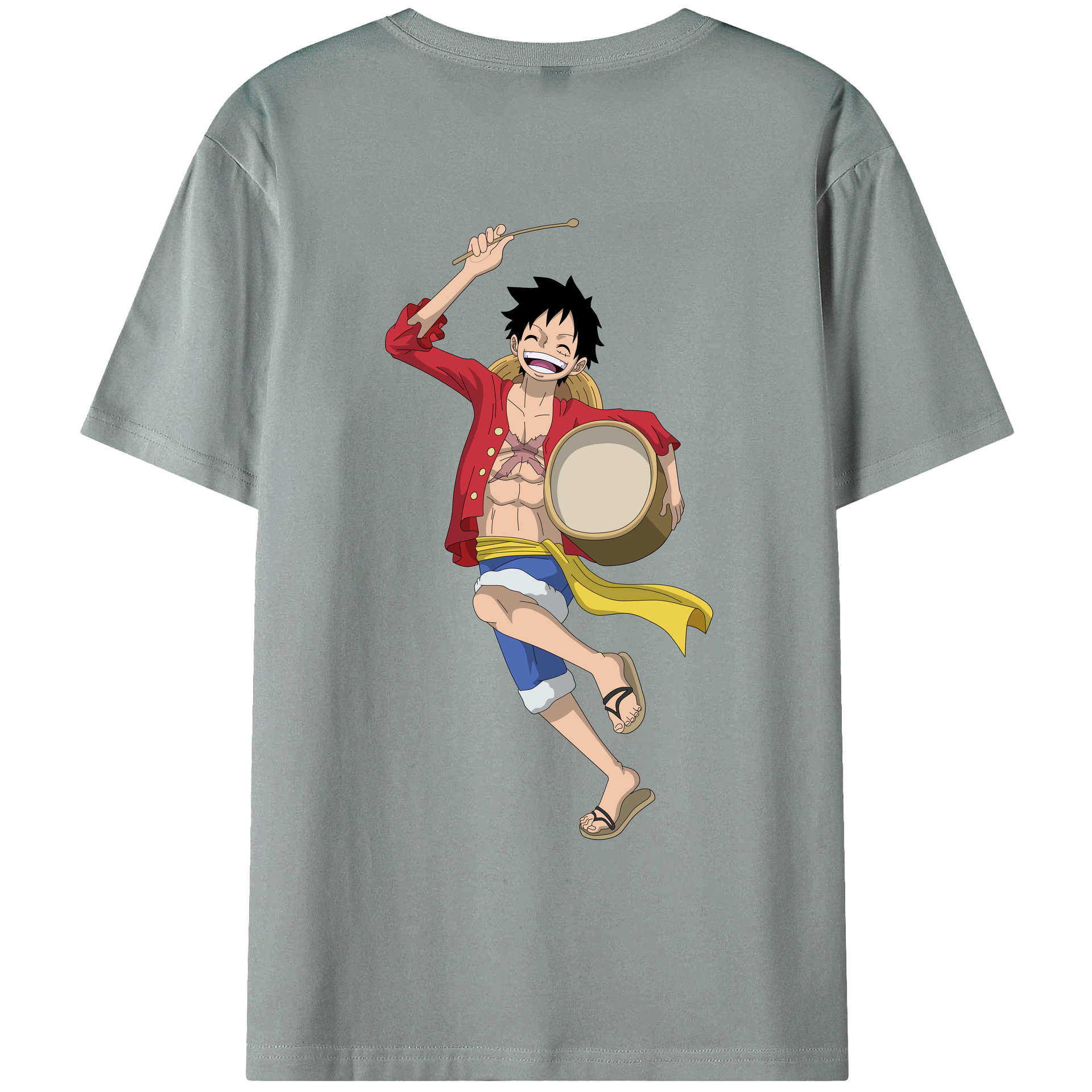 ワンピース モンキー・D・ルフィ ONE PIECE Monkey D. Luffy 綿100％ メンズ半袖Tシャツ（バックプリント） 通気性